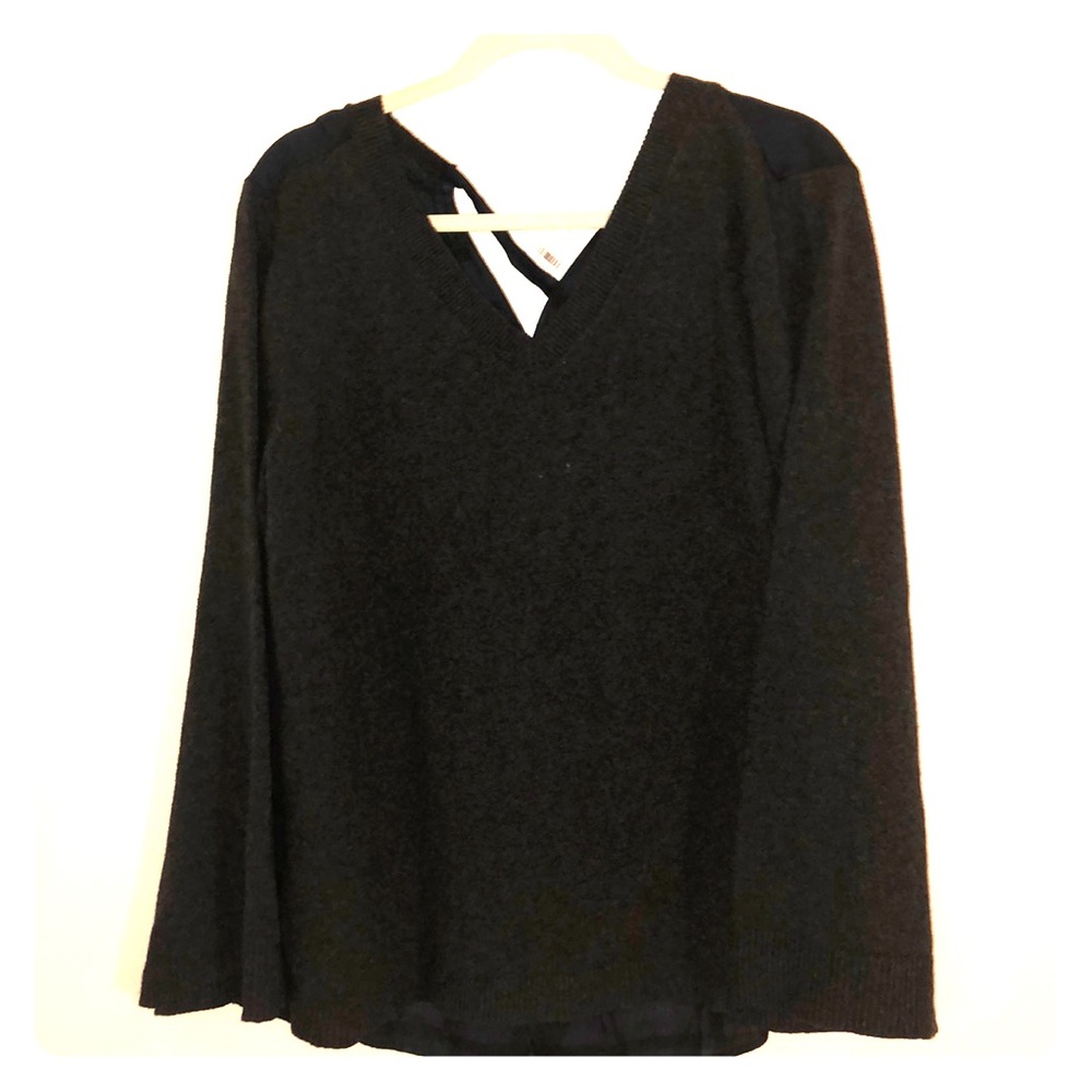 LOFT Mixed Media Wool Sweater with Tie back